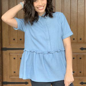 NEW Denim Peplum Top